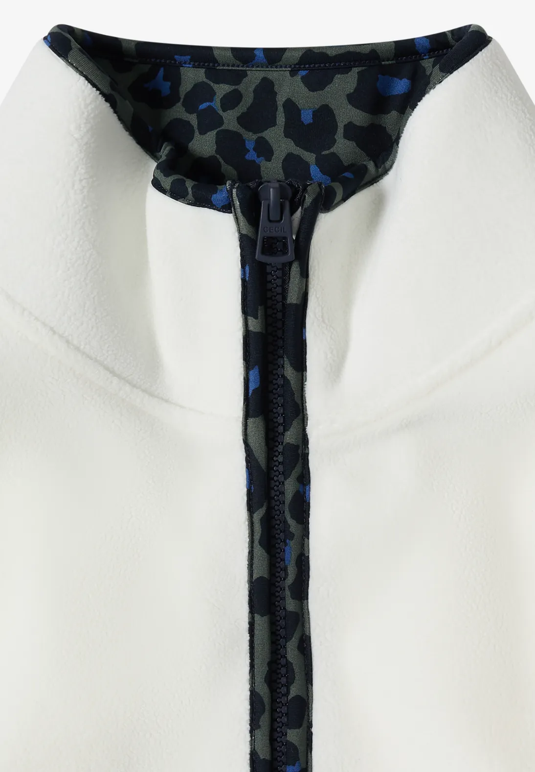 Cecil Fleece Trui Luipaarddetail - Vanilla White