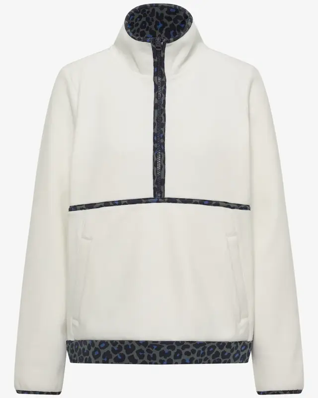 Cecil Fleece Trui Luipaarddetail - Vanilla White
