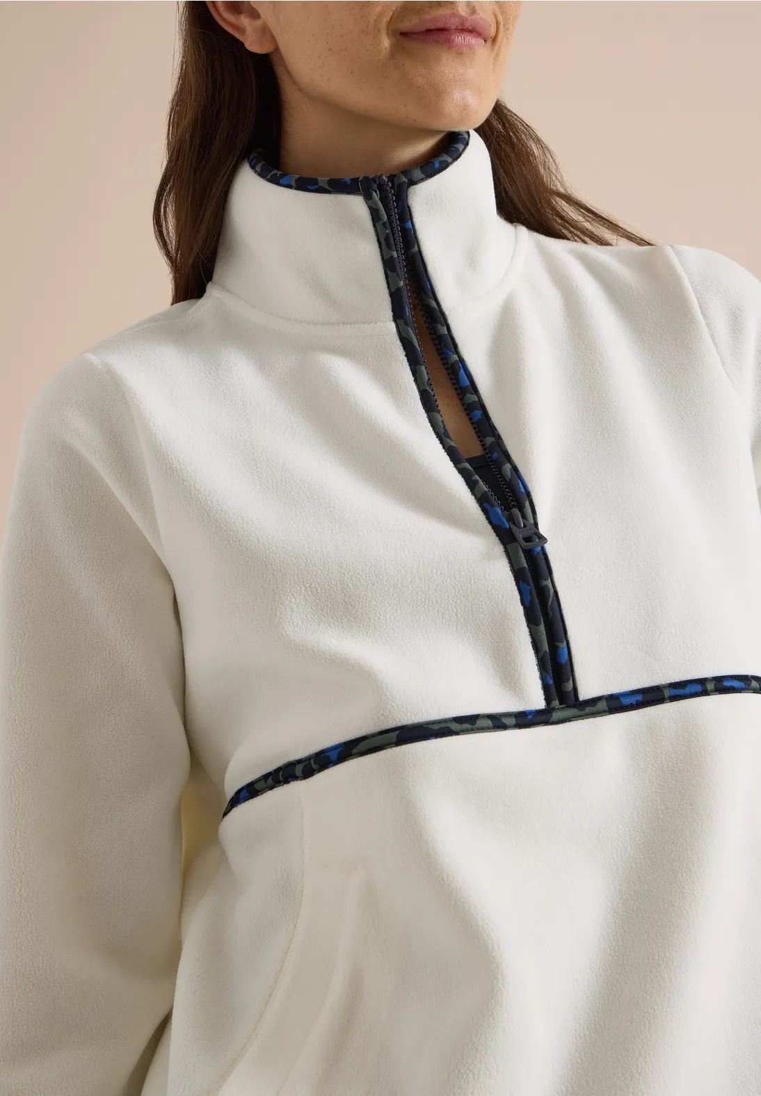 Cecil Fleece Trui Luipaarddetail - Vanilla White
