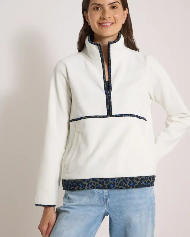 Cecil Fleece Sweatshirt mit Leo-Details – Vanilla White