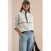 Fleece Trui Luipaarddetail - Vanilla White