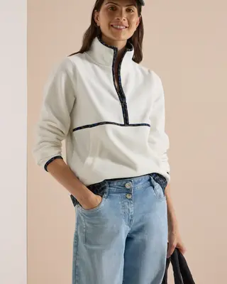 Cecil Fleece Sweatshirt mit Leo-Details – Vanilla White