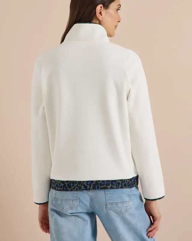 Cecil Fleece Trui Luipaarddetail - Vanilla White