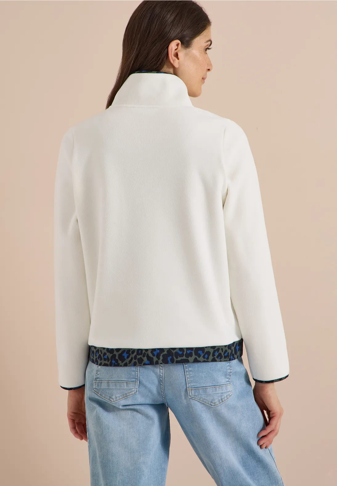 Cecil Fleece Trui Luipaarddetail - Vanilla White