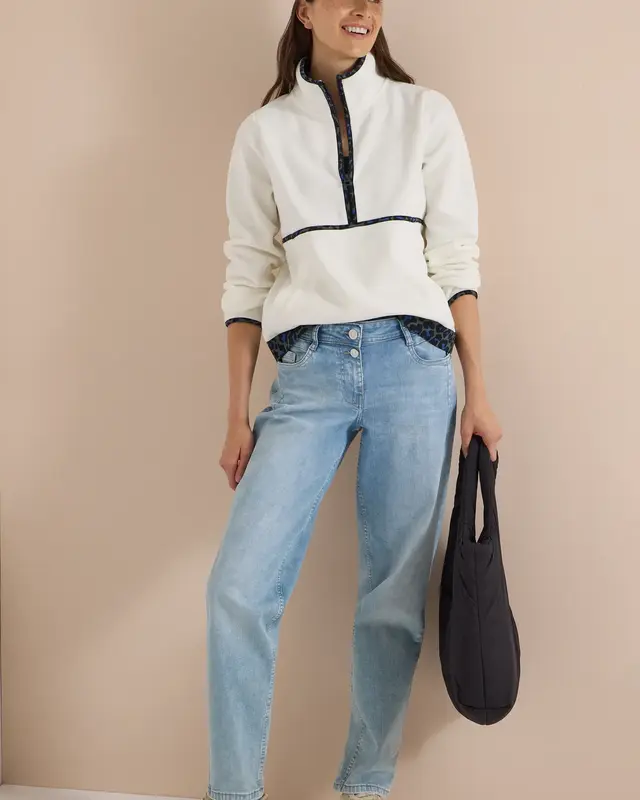 Cecil Fleece Sweatshirt mit Leo-Details – Vanilla White