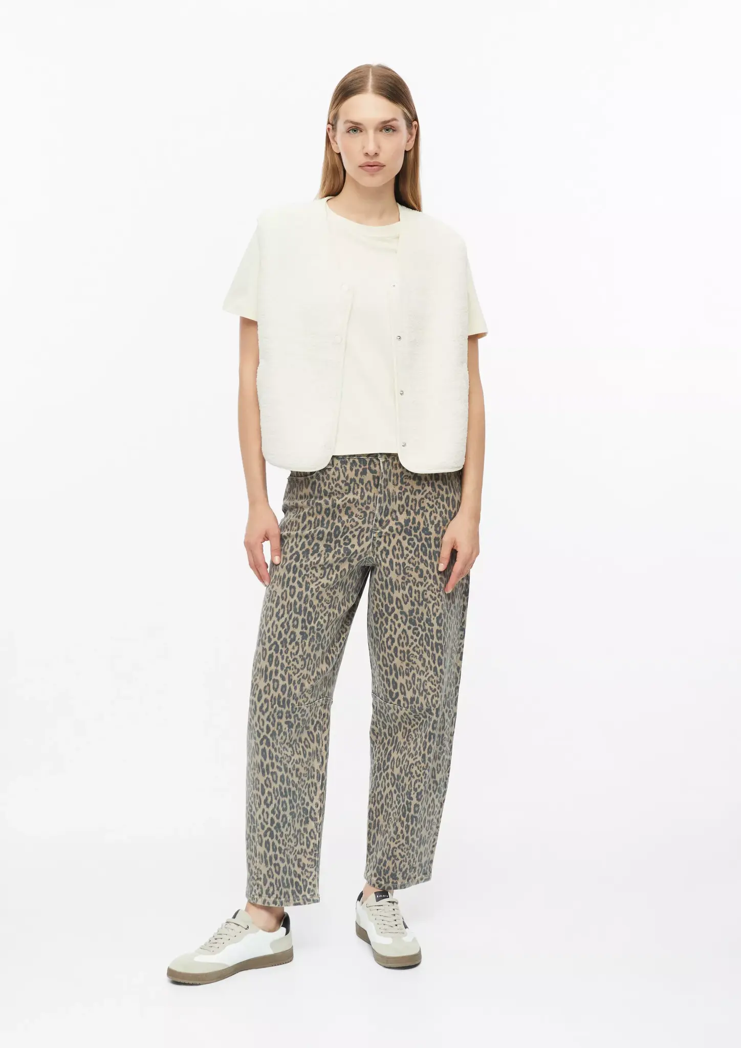 S. Oliver Teddy Vest, Relaxed Fit - Off White