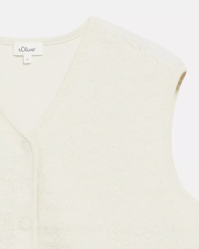 S. Oliver Teddy Weste, Relaxed Fit - Off White