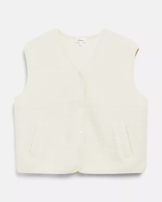 S. Oliver Teddy Vest, Relaxed Fit - Off White