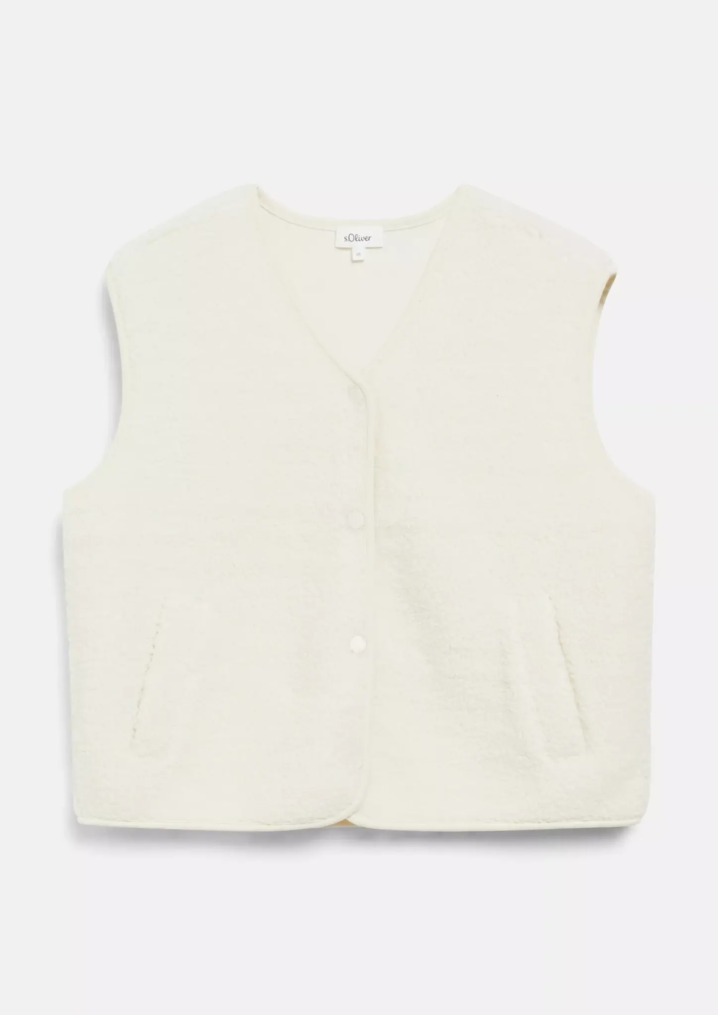 S. Oliver Teddy Cardigan, Relaxed Fit - Off White