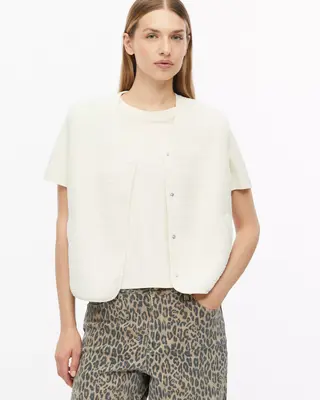S. Oliver Teddy Vest, Relaxed Fit - Off White