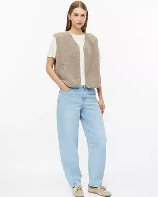 S. Oliver Teddy Vest, Relaxed Fit - Sand