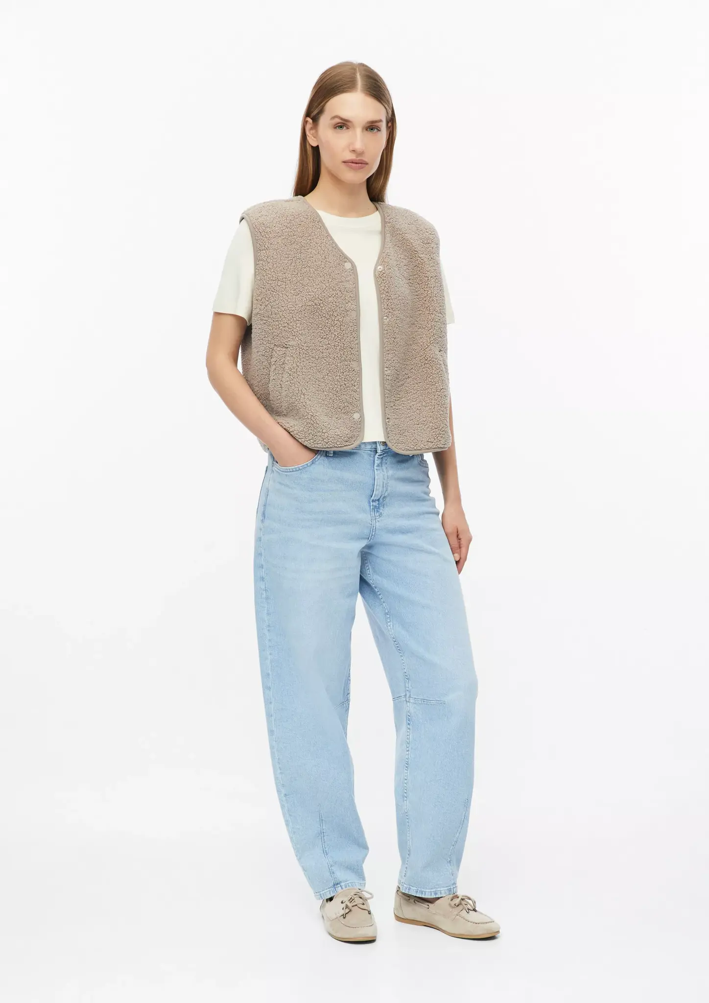 S. Oliver Teddy Vest, Relaxed Fit - Sand