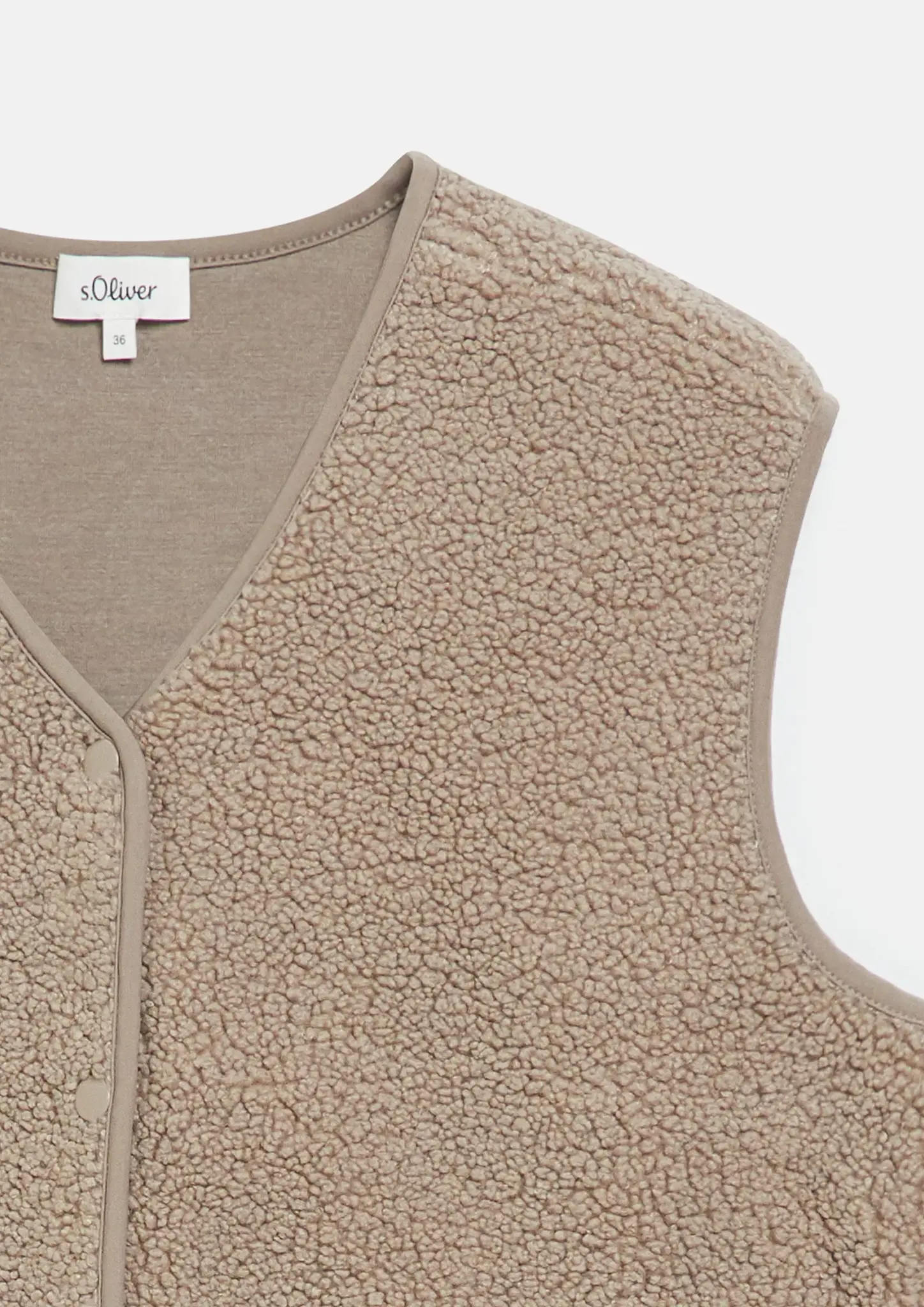S. Oliver Teddy Vest, Relaxed Fit - Sand