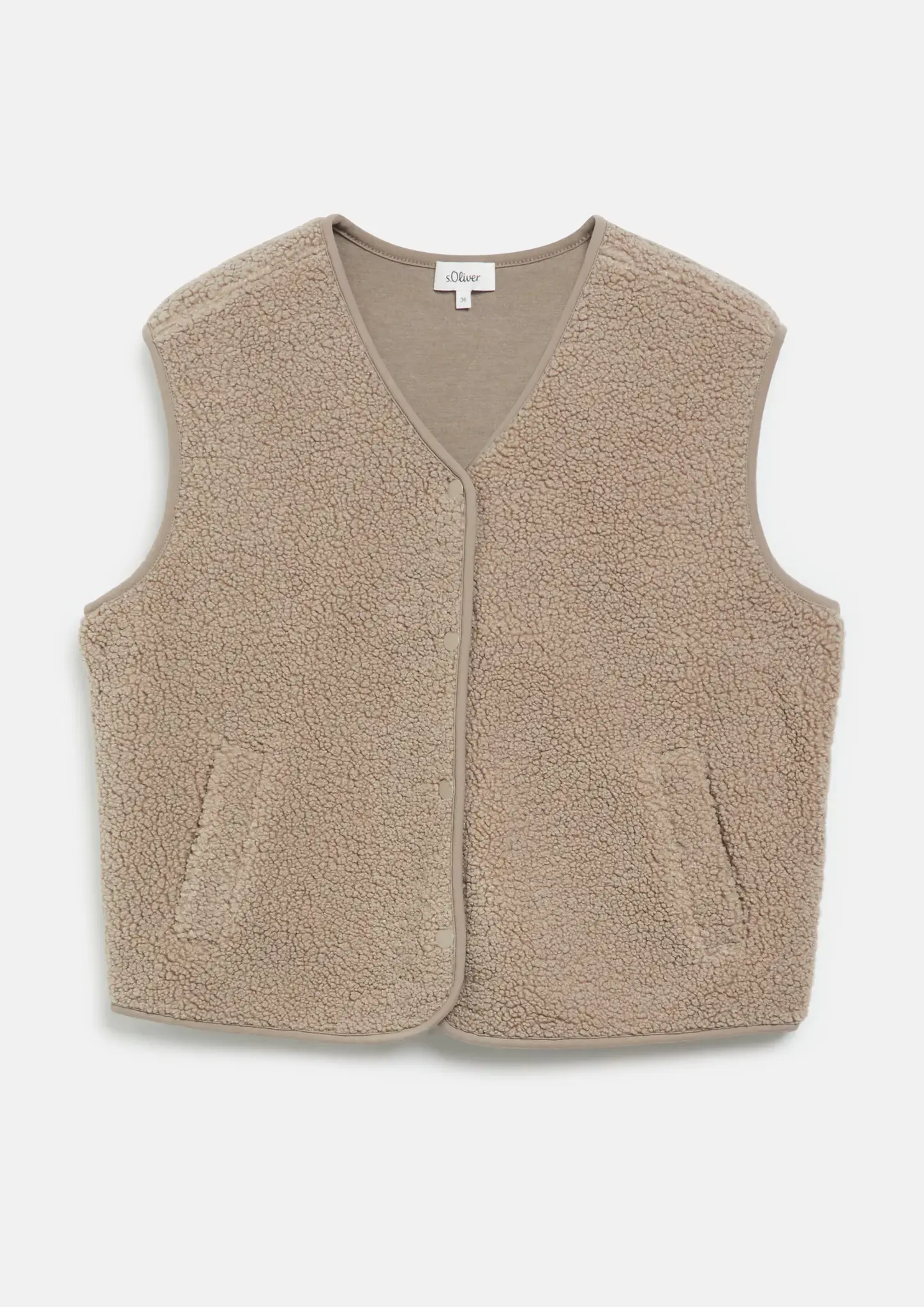 S. Oliver Teddy Vest, Relaxed Fit - Sand