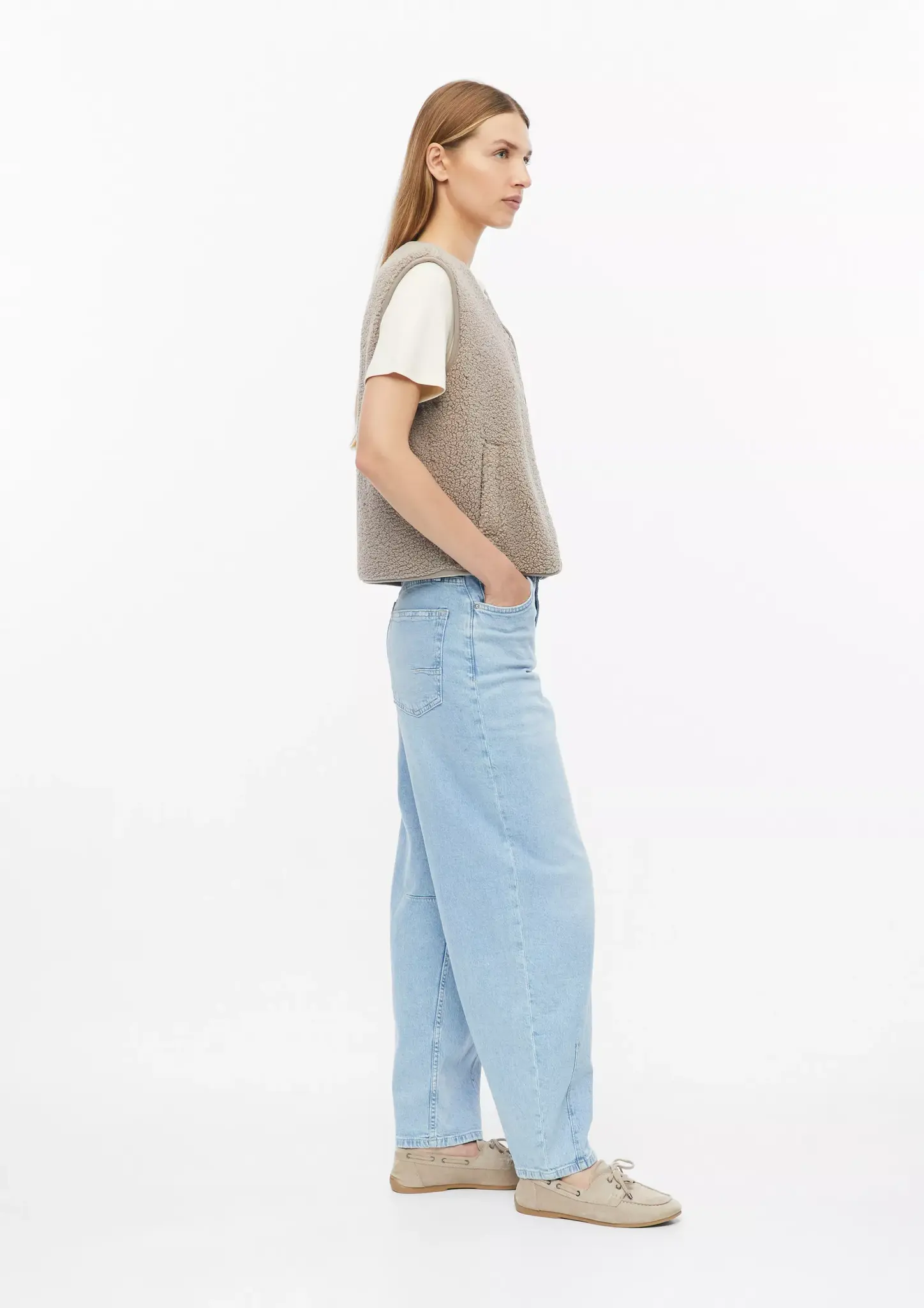 S. Oliver Teddy Vest, Relaxed Fit - Sand