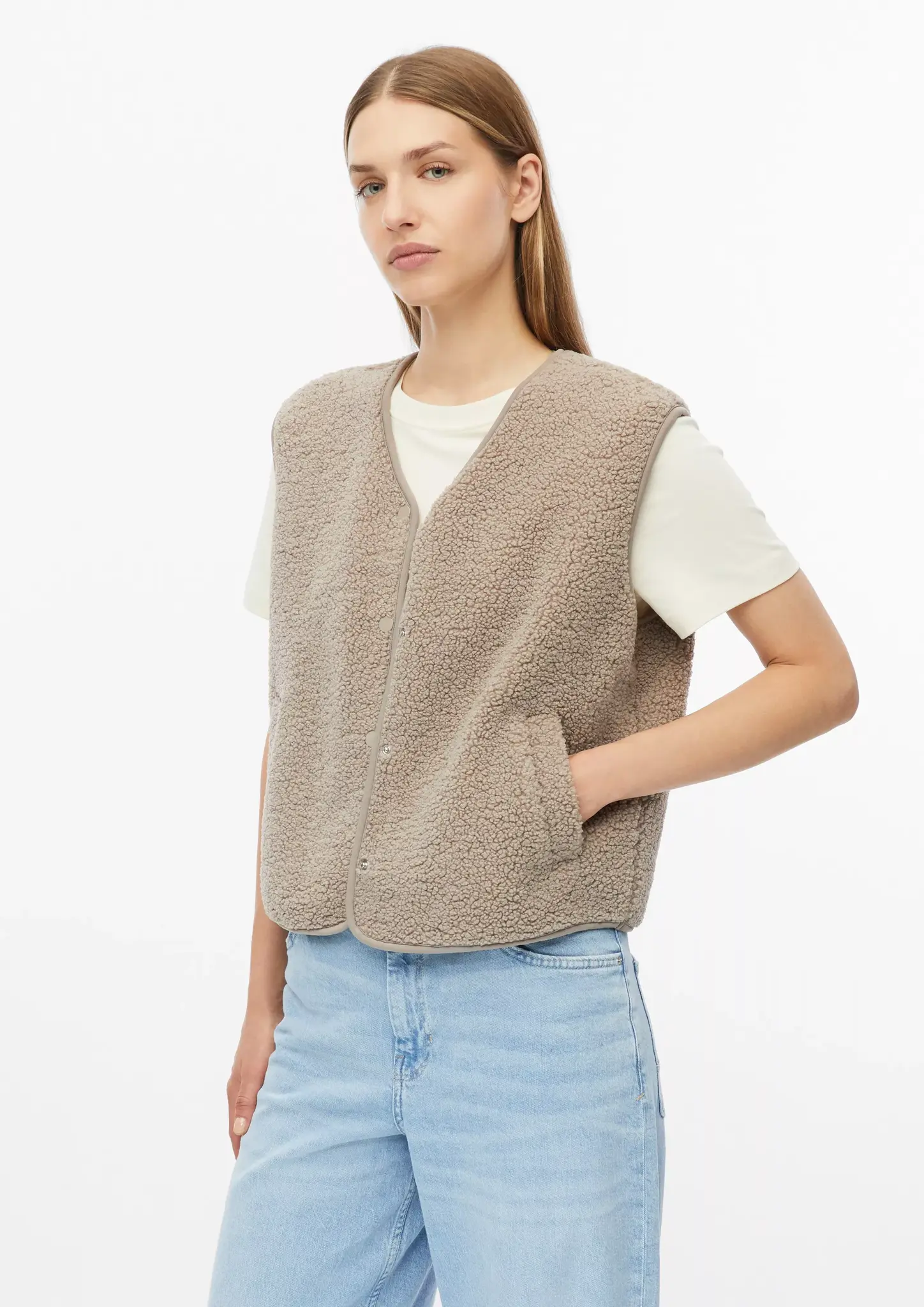 S. Oliver Teddy Cardigan, Relaxed Fit - Sand