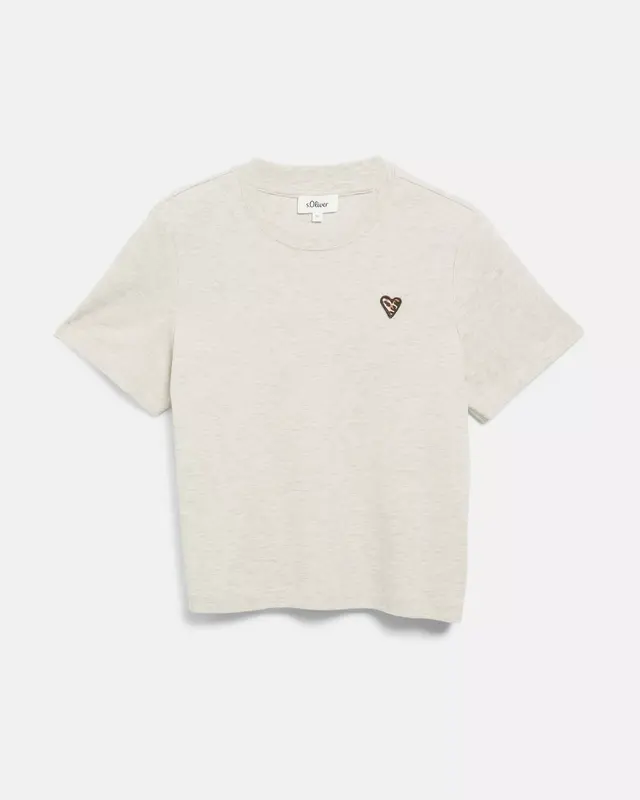 S. Oliver Relaxed Fit T-Shirt Luipaard Hart - Light Beige