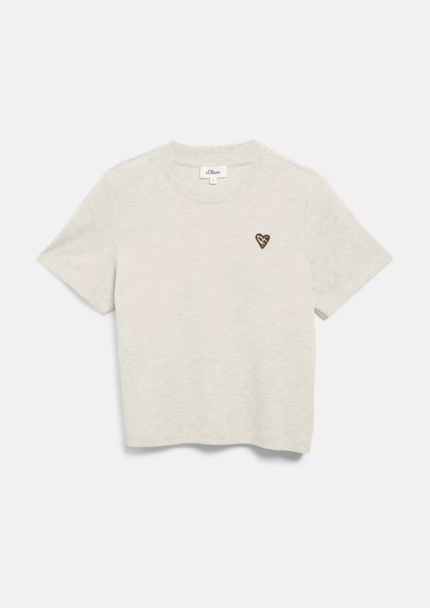S. Oliver Relaxed Fit T-Shirt Luipaard Hart - Light Beige