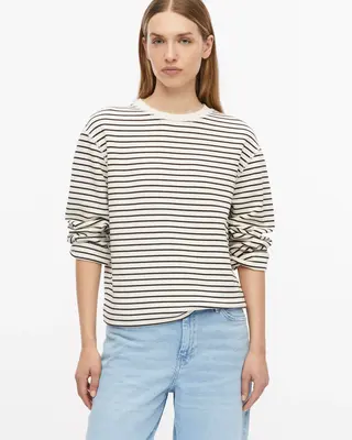 S. Oliver Scuba Sweatshirt, Stripes - Dark Brown