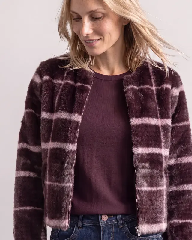 Street One Fake Fur Jacket - Rustic Rouge