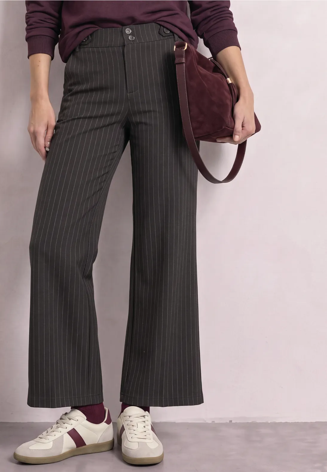 Street One High Waist Broek Emee - Black Coffee