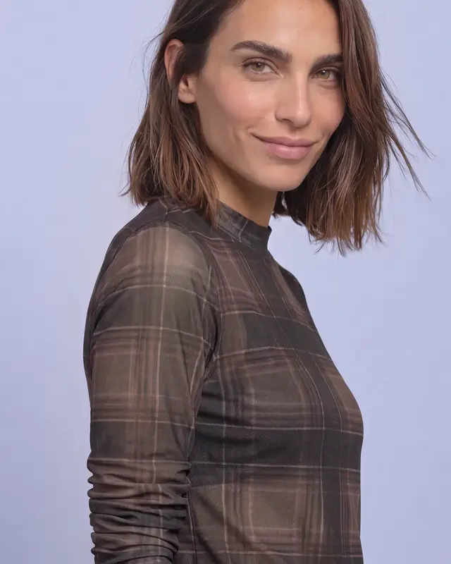 Street One Mesh Shirt met Print - Sanded Amber
