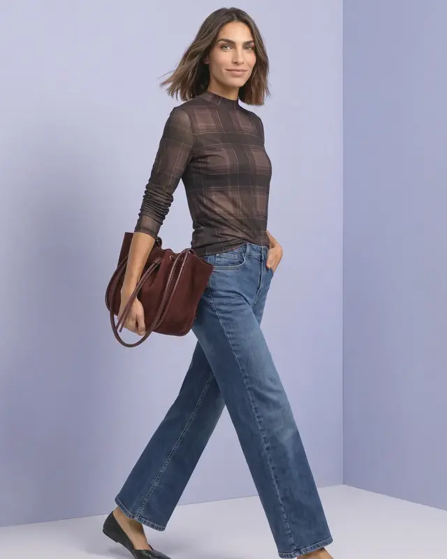 Street One Mesh Shirt met Print - Sanded Amber
