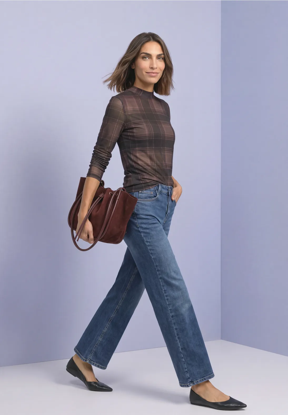 Street One Mesh Shirt with Print - Sanded Amber