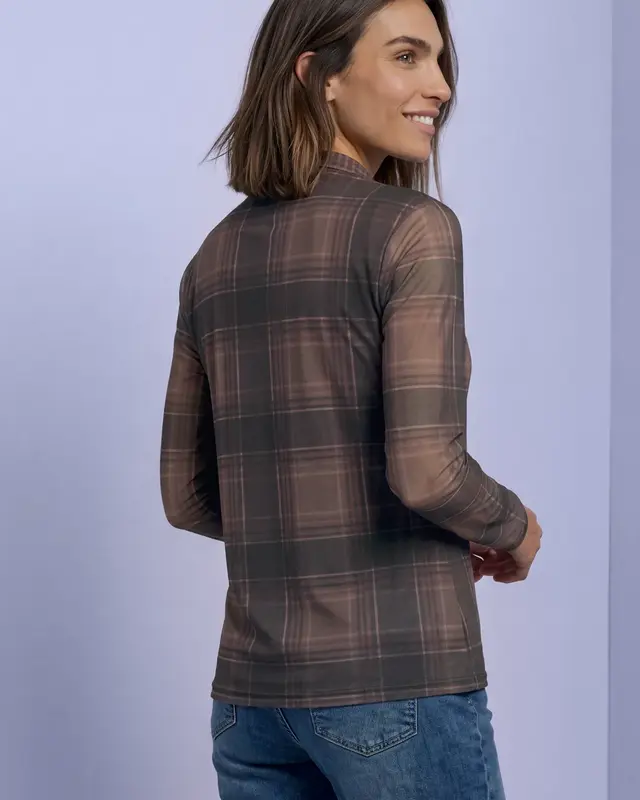 Street One Mesh Shirt met Print - Sanded Amber