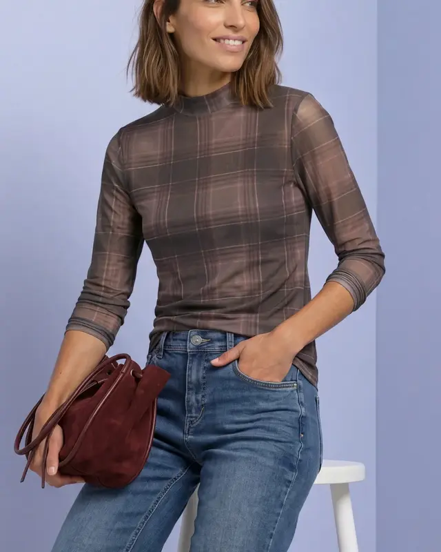 Street One Mesh Shirt met Print - Sanded Amber