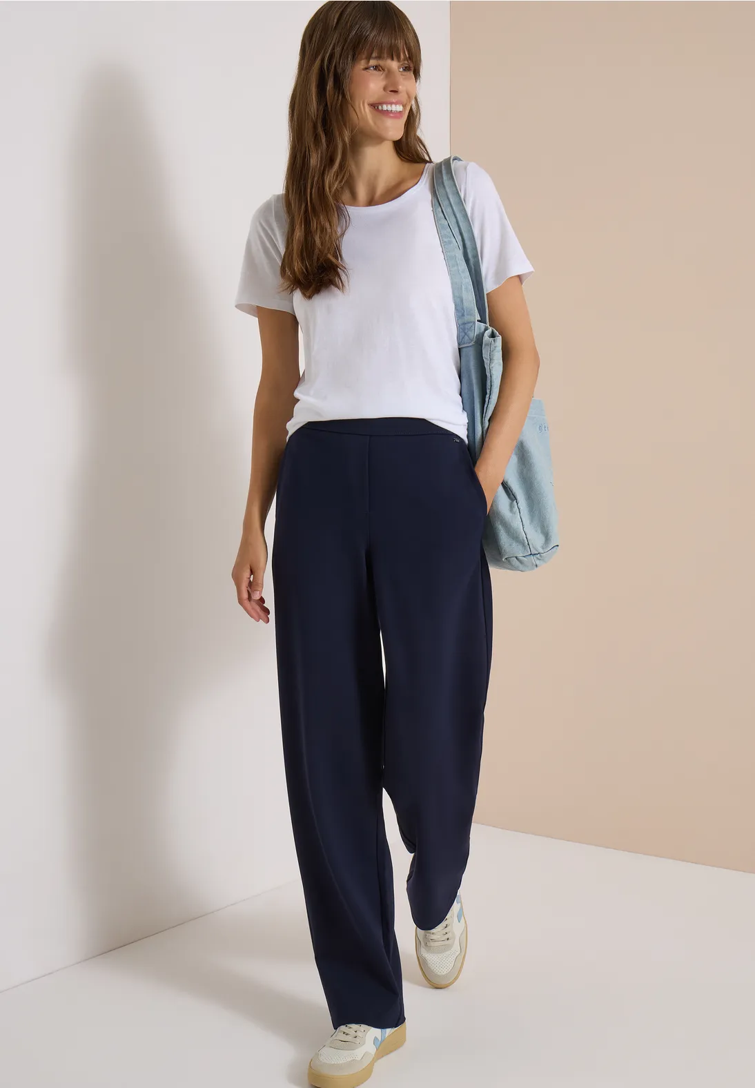 Cecil High Waist Broek Neele - Urban Dark Blue
