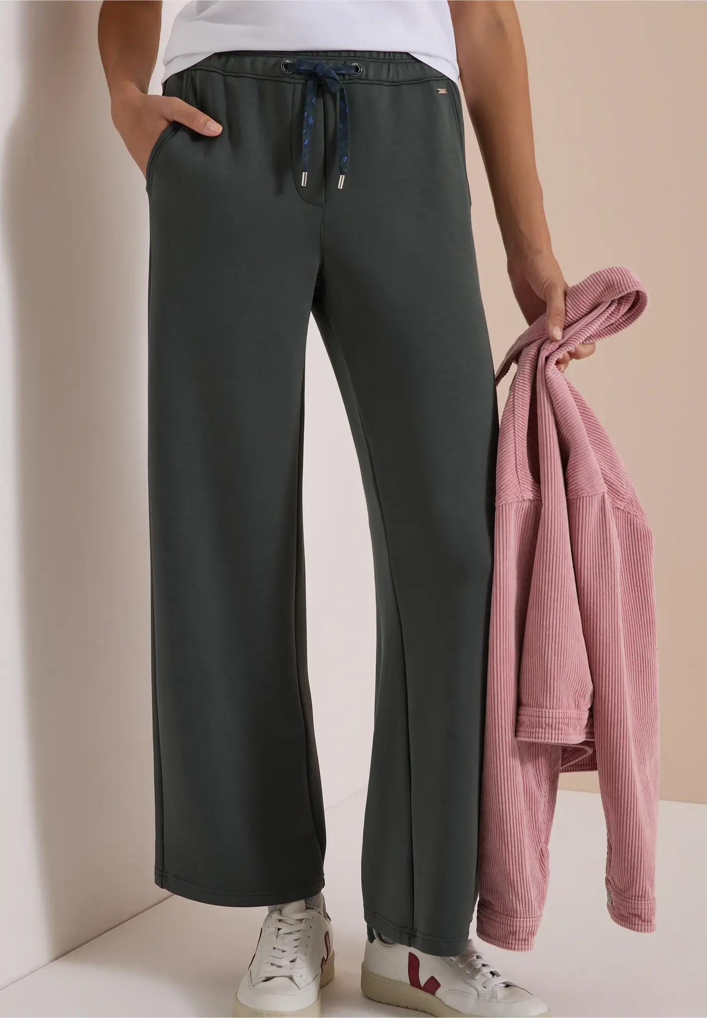 Cecil Silk Touch Pants Neele - Faded Olive