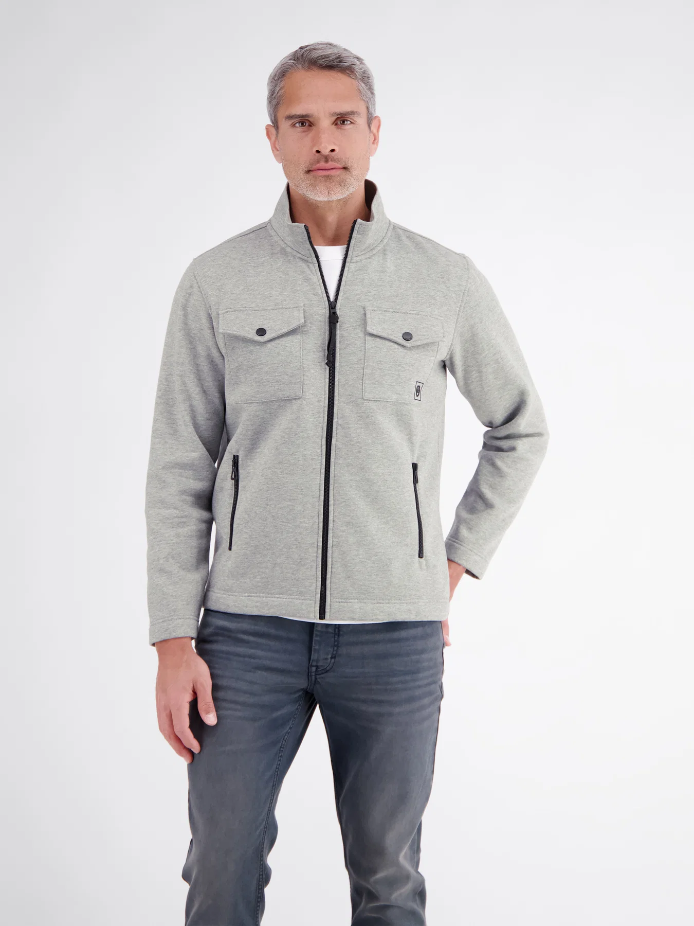 Lerros Sweatjacke Clean Look - Platinum Grey Melange