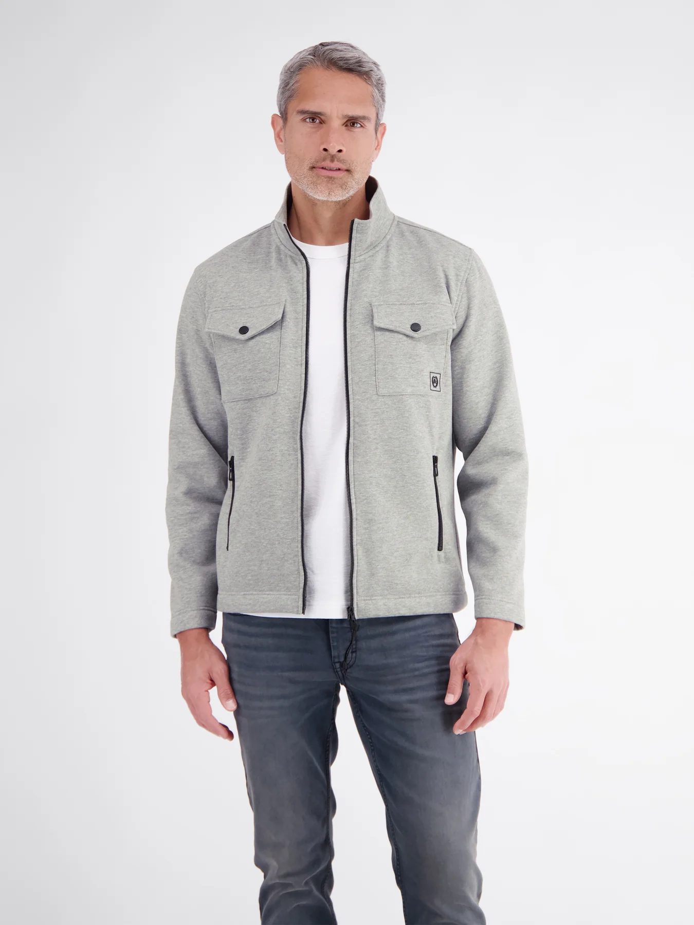 Lerros Sweatjacke Clean Look - Platinum Grey Melange