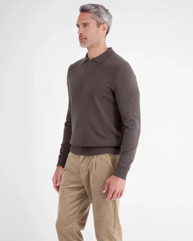 Lerros Polo mit Zipper - Timber Brown