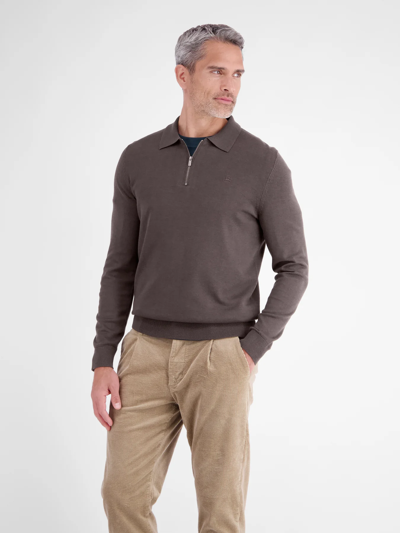 Lerros Polo mit Zipper - Timber Brown