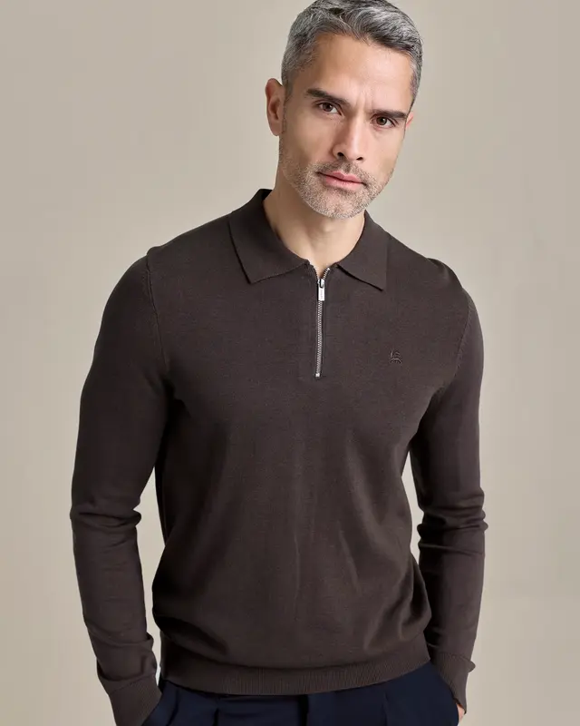 Lerros Polo met Rits - Timber Brown