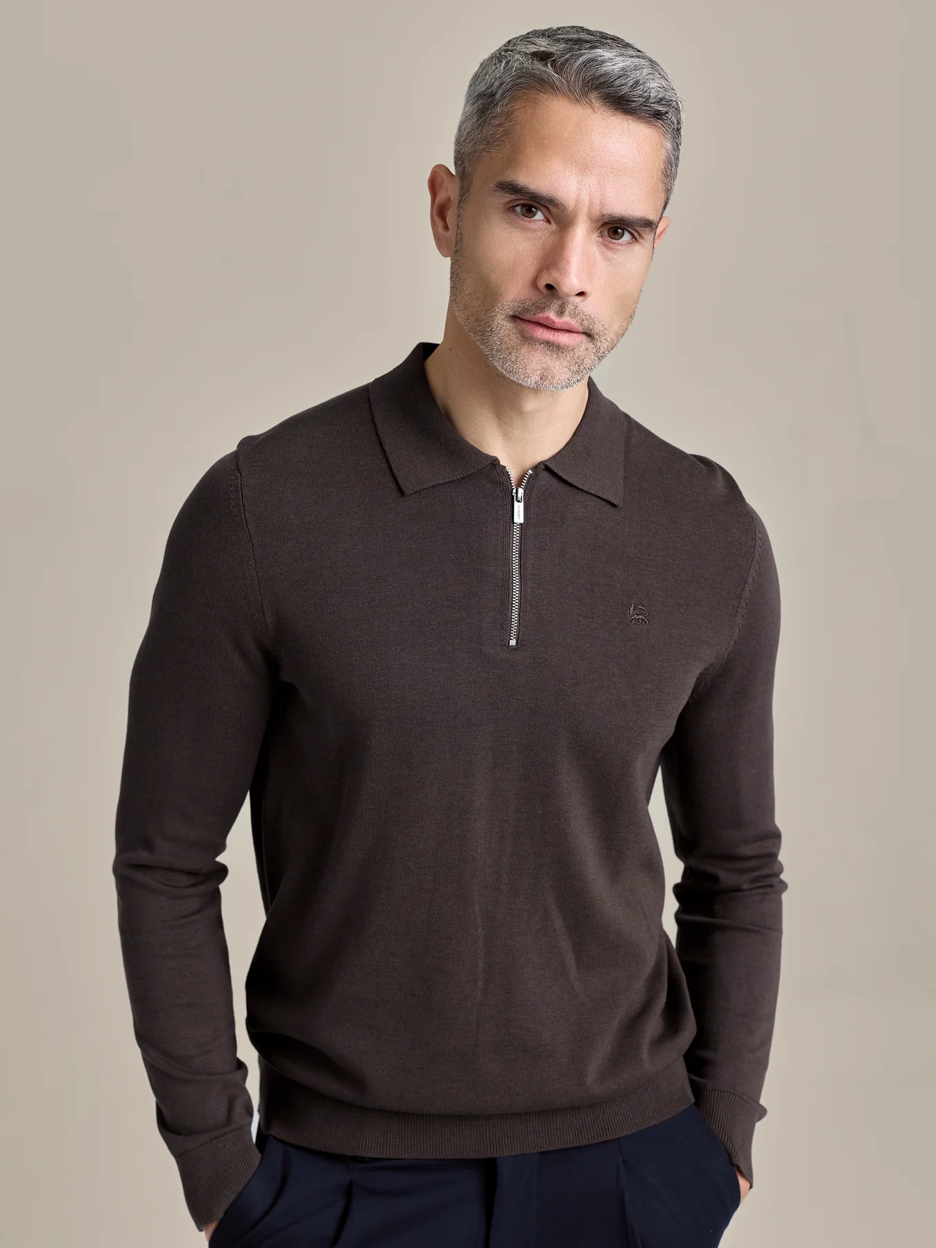 Lerros Polo met Rits - Timber Brown