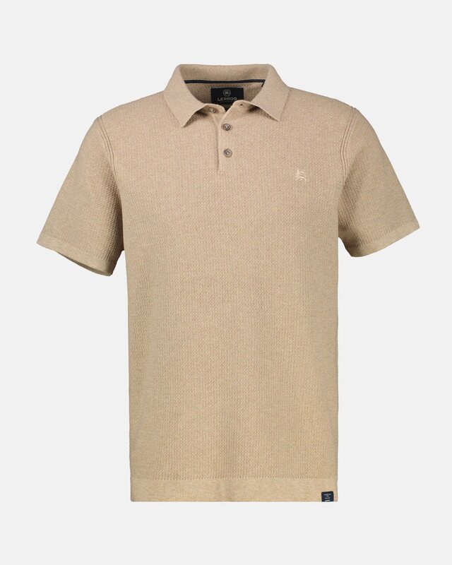 Lerros Poloshirt Strick-Look - Gravel Beige Melange