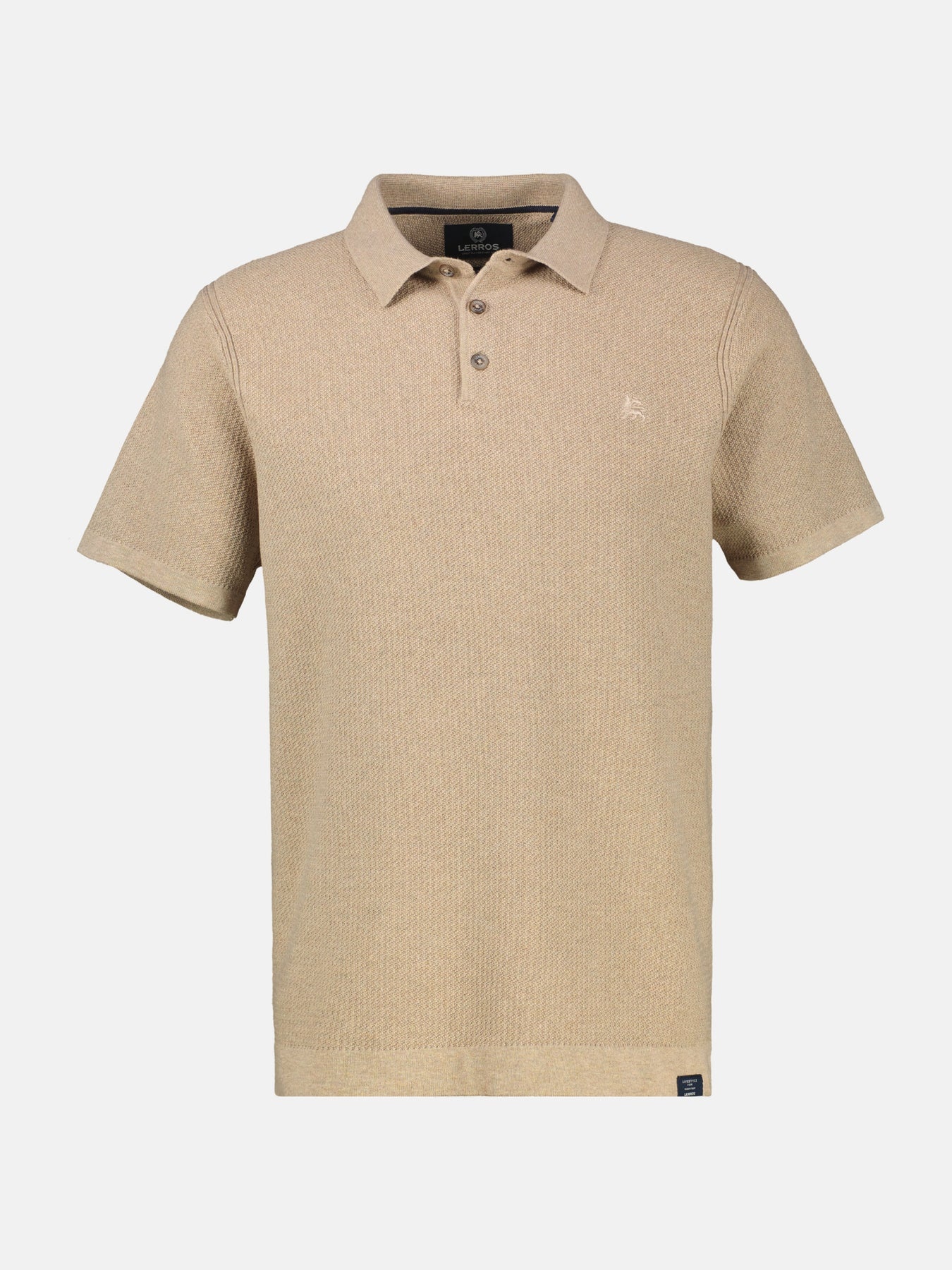 Lerros Poloshirt Brei-Look - Gravel Beige Melange