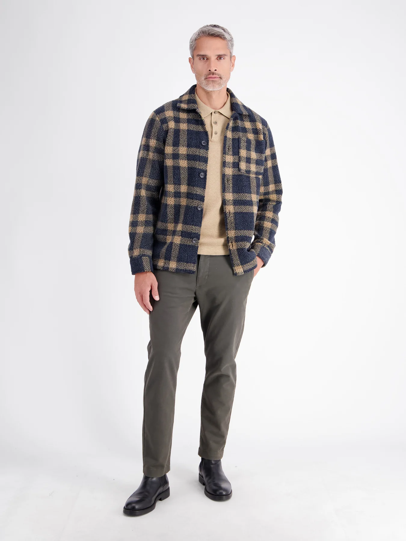 Lerros Poloshirt Strick-Look - Gravel Beige Melange