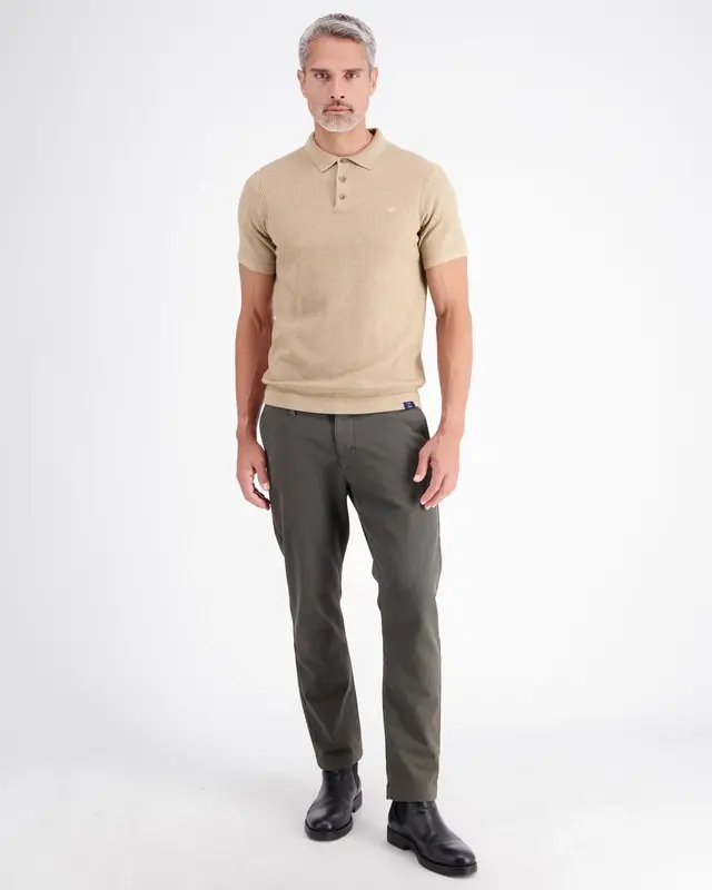 Lerros Poloshirt Knit-Look - Gravel Beige Melange