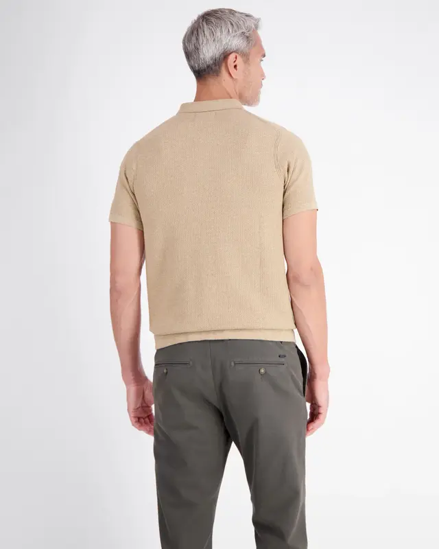 Lerros Poloshirt Knit-Look - Gravel Beige Melange