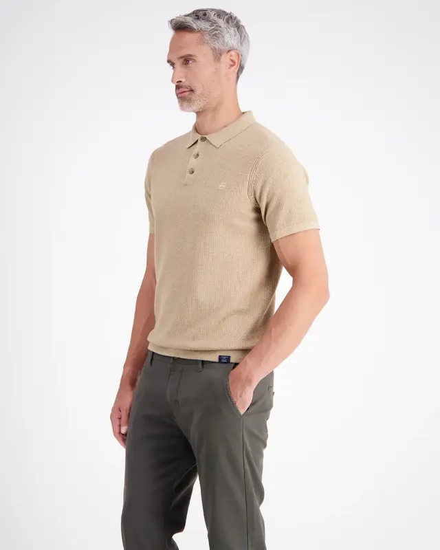 Lerros Poloshirt Strick-Look - Gravel Beige Melange