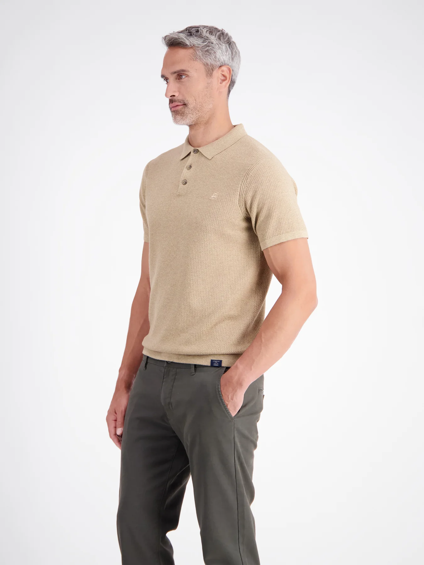 Lerros Poloshirt Brei-Look - Gravel Beige Melange