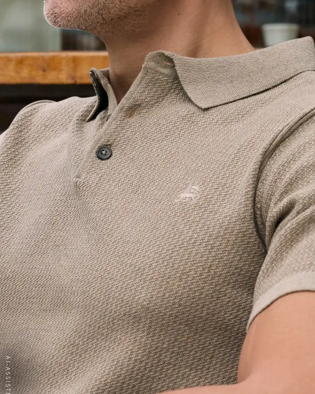 Lerros Poloshirt Brei-Look - Gravel Beige Melange