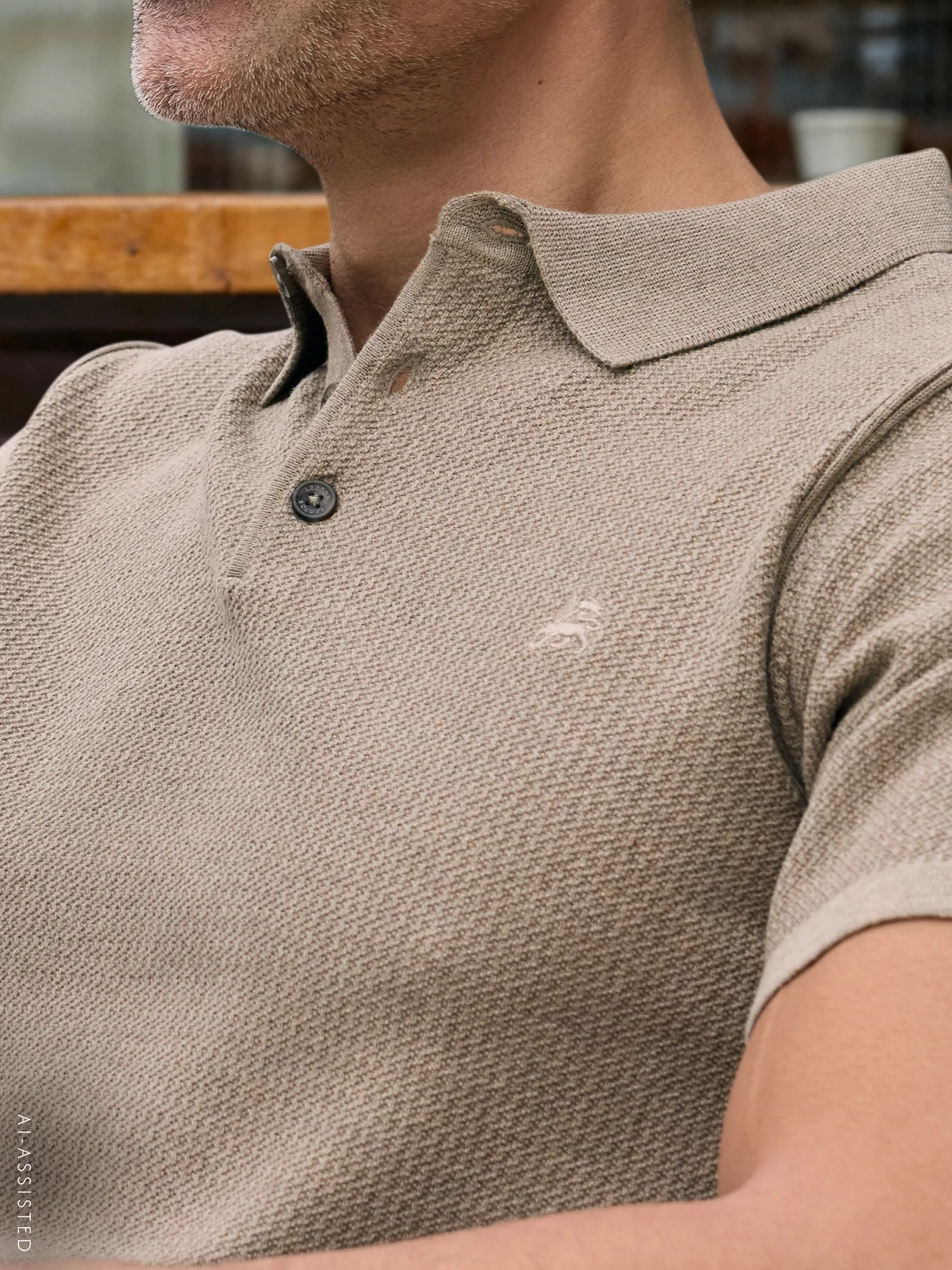 Lerros Poloshirt Brei-Look - Gravel Beige Melange