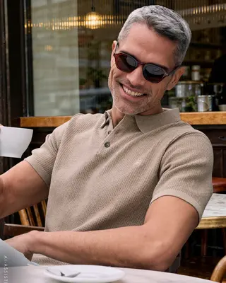 Lerros Poloshirt Knit-Look - Gravel Beige Melange