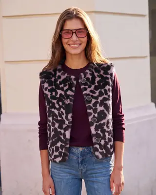 Street One Studio Fake Fur Cardigan - Pearly Rose