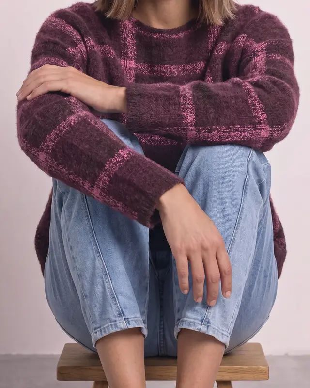Street One Shirt mit Karo Muster - Rustic Rouge